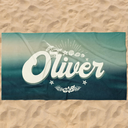 Retro Personalized Beach Towel: Custom Name, Vibrant Colors