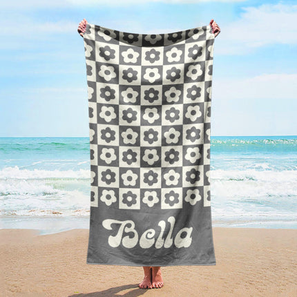 Personalized Retro Beach Towel: Custom Name Gift