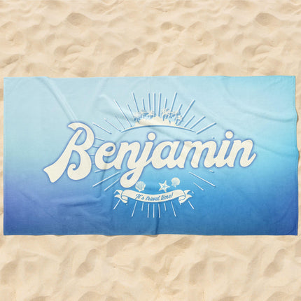 Retro Personalized Beach Towel: Custom Name, Vibrant Colors