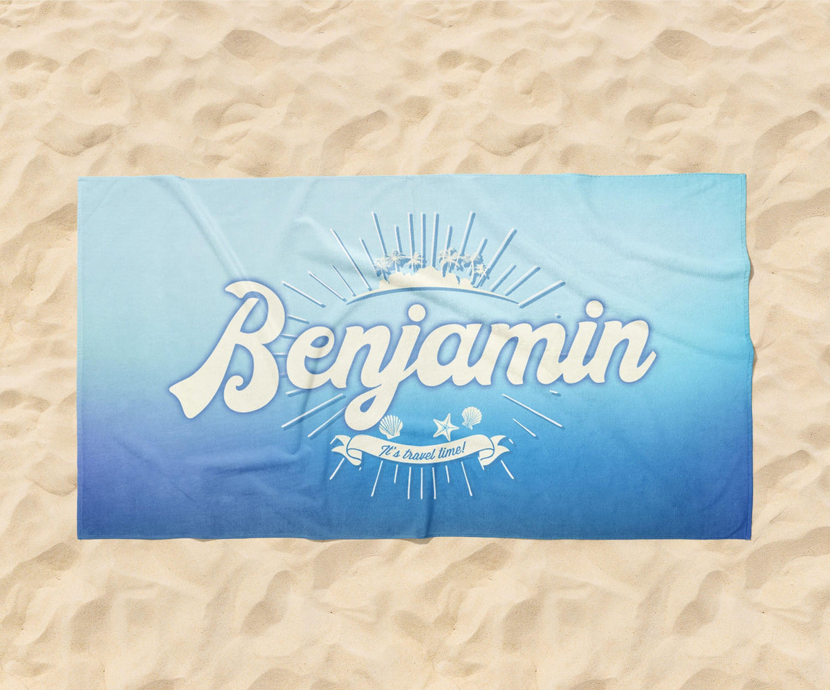Personalized Beach Towel: Custom Name, Retro Design