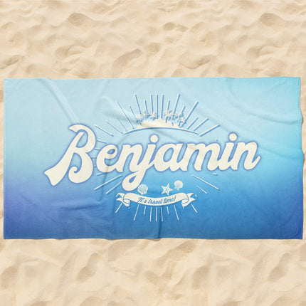 Retro Personalized Beach Towel: Custom Name, Vacation Gift
