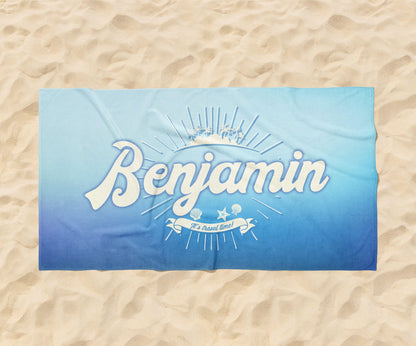 Retro Personalized Beach Towel: Custom Name, Vacation Gift