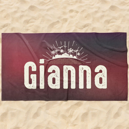 Retro Personalized Beach Towel: Custom Name, Vibrant Colors