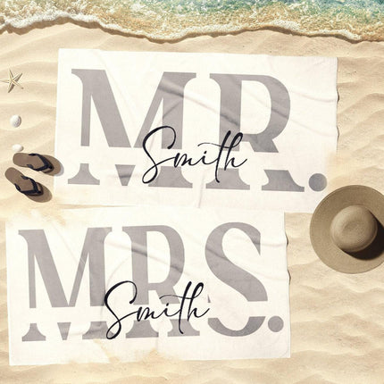 Mr Mrs Beach Personalized Beach Towels