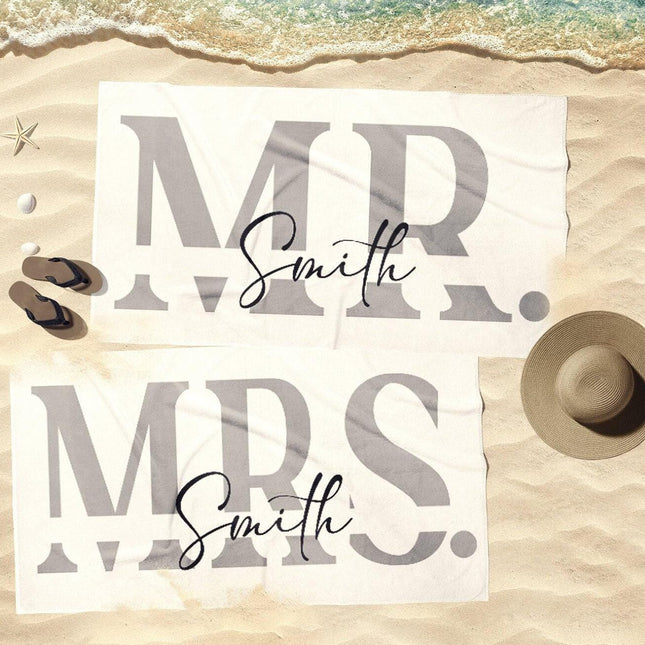 Mr Mrs Beach Personalized Beach Towels