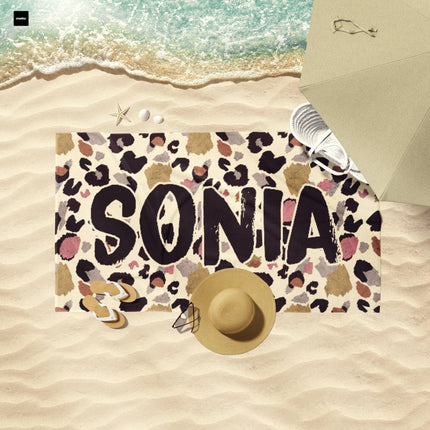 Personalized Beach Towel: Custom Name, Soft Cotton-Poly Blend