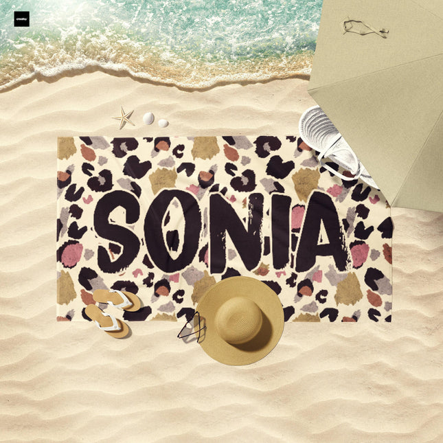Personalized Beach Towel: Custom Name, Soft Cotton-Poly Blend