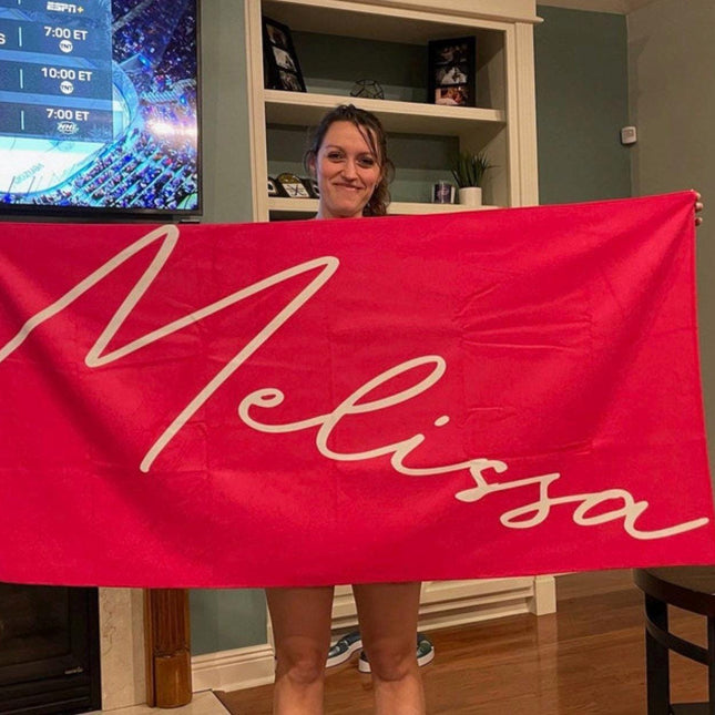 Personalized Beach Towel: Bold Font Custom Name, Soft Cotton Blend