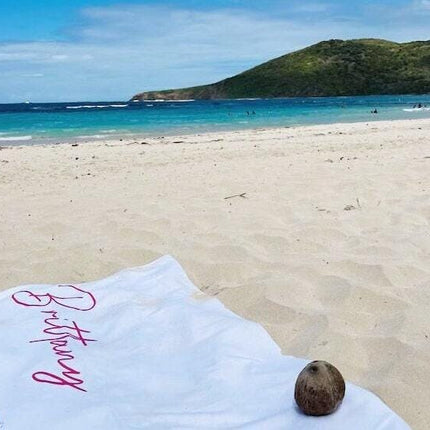 Personalized Script Name Beach Towel: Custom Vacation Gift