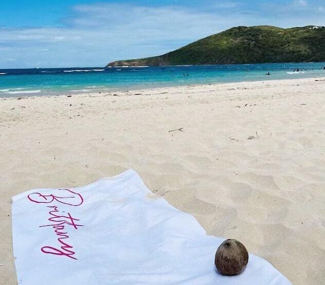 Personalized Script Name Beach Towel: Custom Vacation Gift