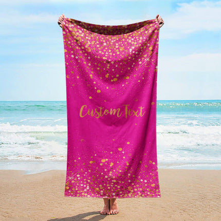 Personalized Glitter Beach Towel: Custom Vacation Gift