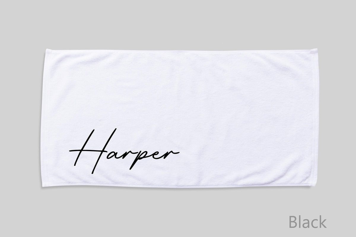 Personalized Script Name Beach Towel: Custom Vacation Gift