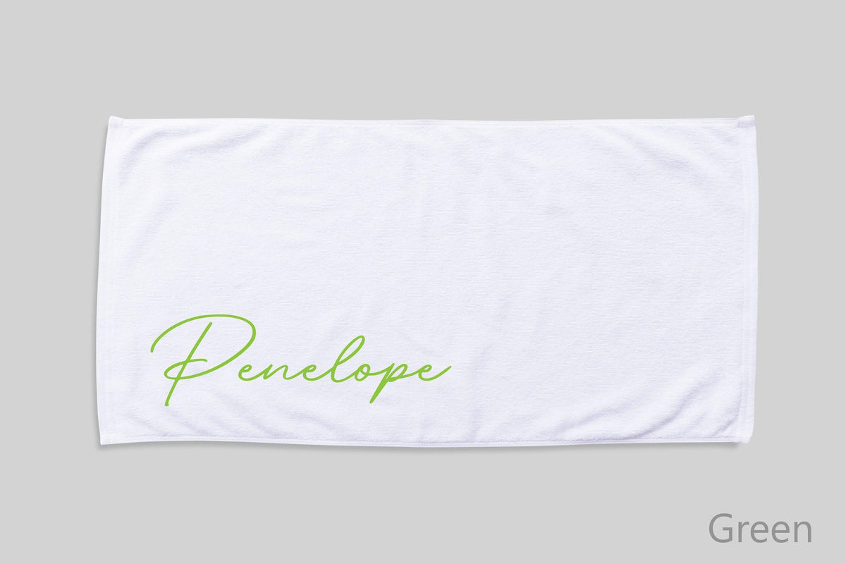 Personalized Script Name Beach Towel: Custom Vacation Gift