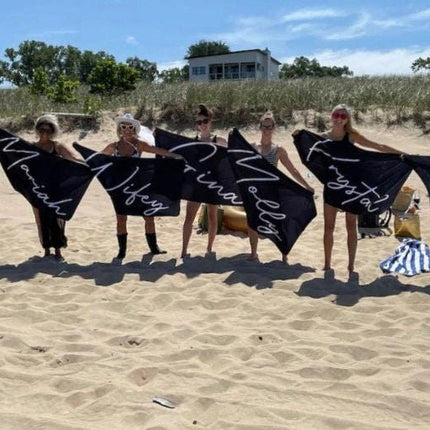 Personalized Beach Towel: Bold Font Custom Name, Soft Cotton Blend