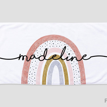Personalized Rainbow Beach Towel | Custom Name Embroidered Cotton