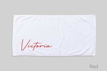 Personalized Script Name Beach Towel: Custom Vacation Gift