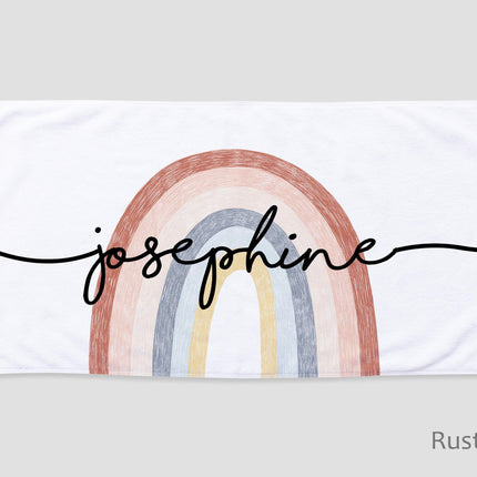 Personalized Rainbow Beach Towel | Custom Name Embroidered Cotton
