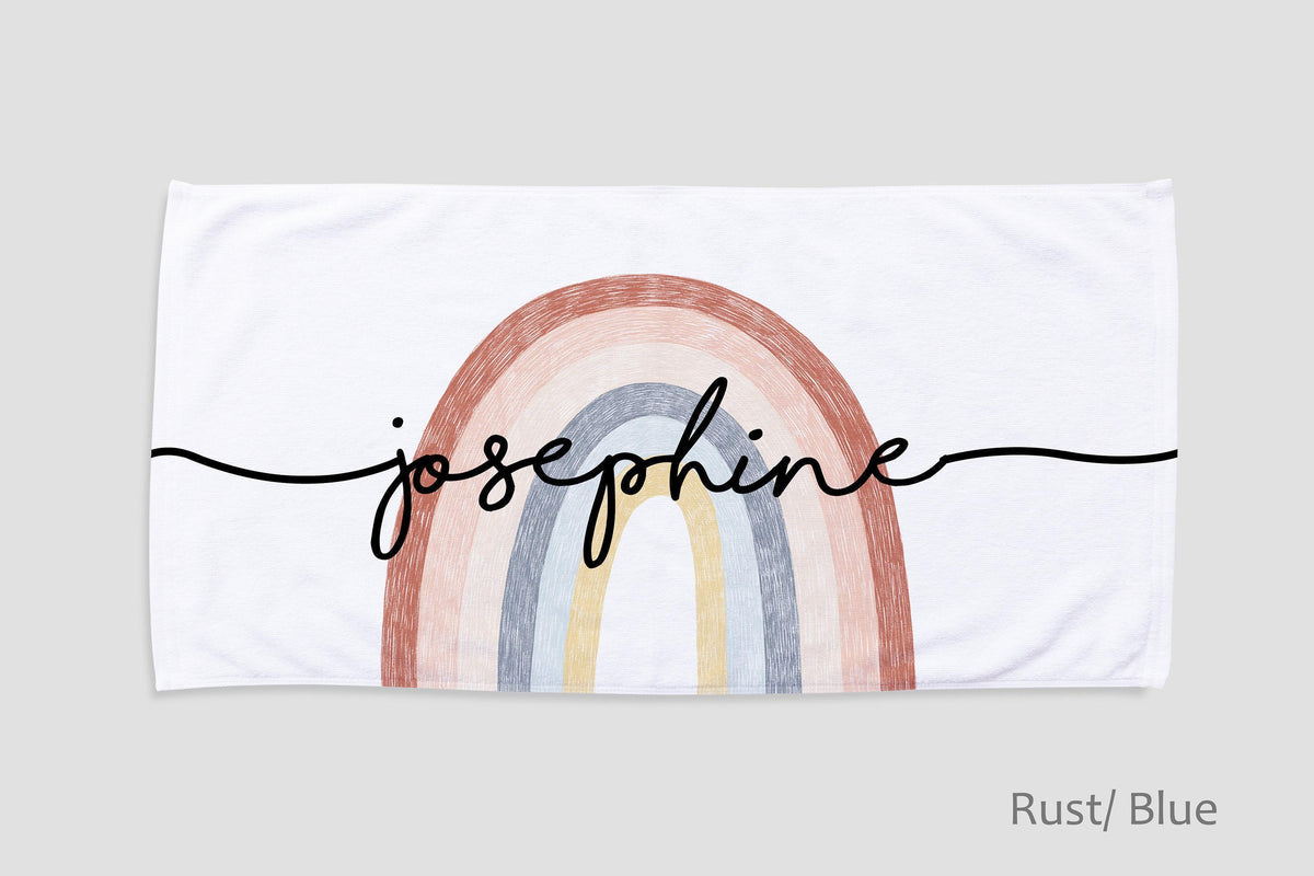 Personalized Rainbow Beach Towel | Custom Name Embroidered Cotton
