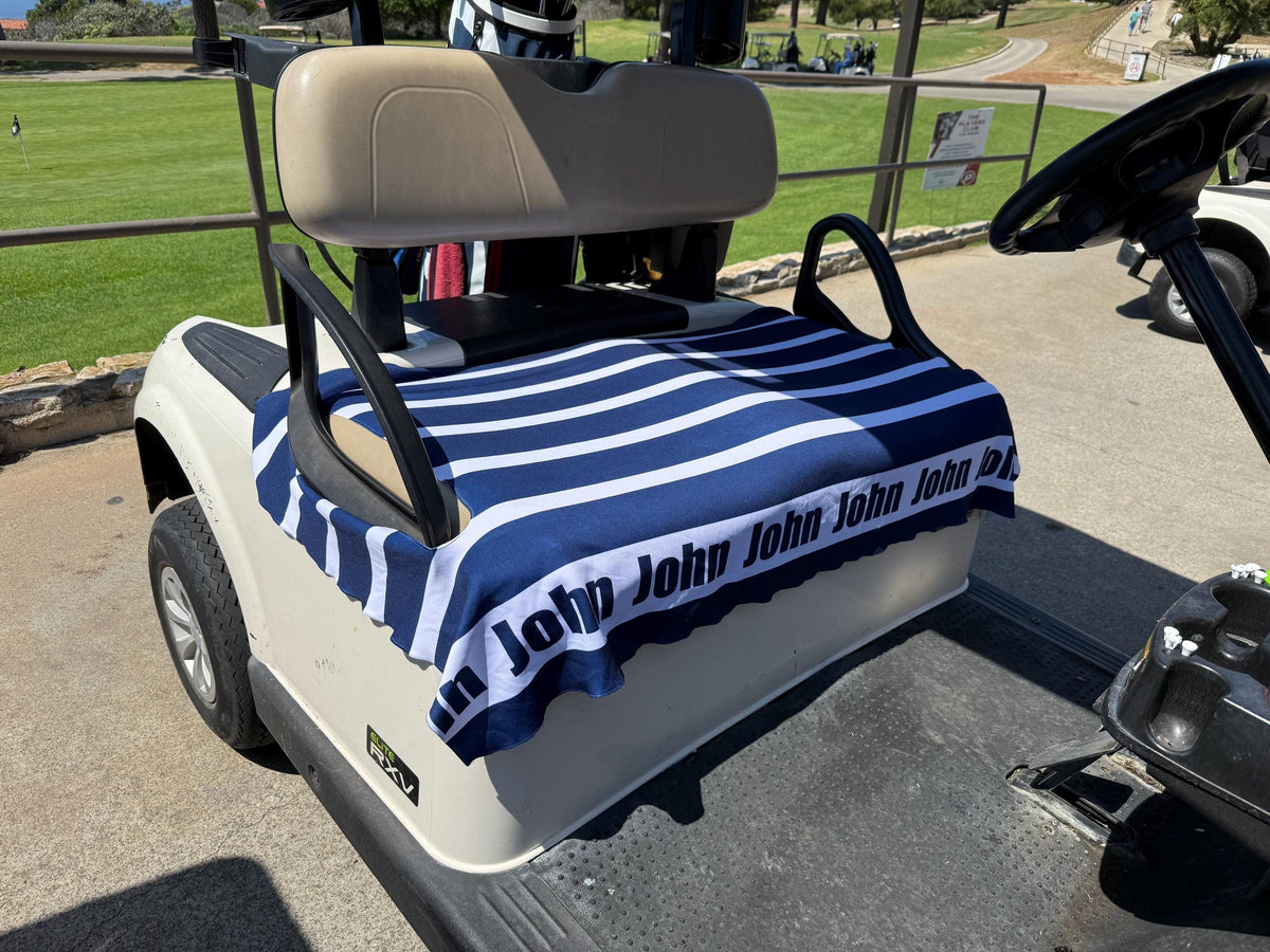 Striped Golf Cart Seat Cover, Cloth, Custom Design