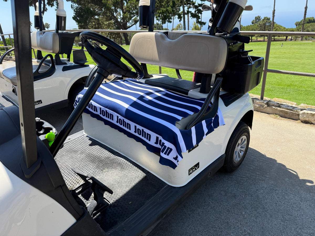 Striped Golf Cart Seat Cover, Cloth, Custom Design