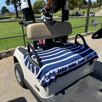 Striped Golf Cart Seat Cover, Cloth, Custom Design