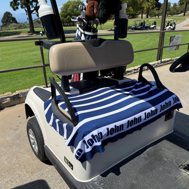 Striped Golf Cart Seat Cover, Cloth, Custom Design