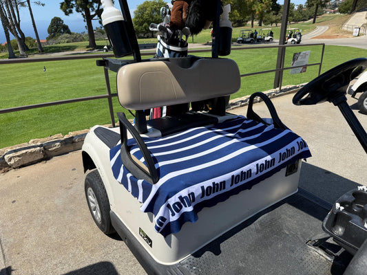 Striped Golf Cart Seat Cover, Cloth, Custom Design