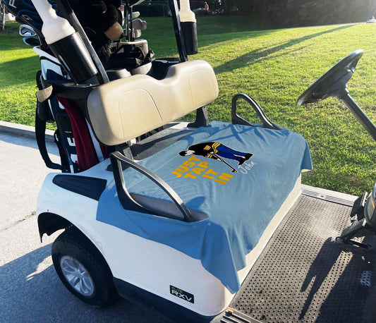 "Stylish golf cart seat cover with a snug fit, designed for comfort and protection. Features durable, high-quality fabric that resists wear and weather while adding a clean, upgraded look to standard golf cart seating. Easy to install and remove, this seat cover enhances comfort during rides while keeping seats safe from dirt, spills, and fading."