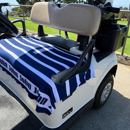 Striped Golf Cart Seat Cover, Cloth, Custom Design