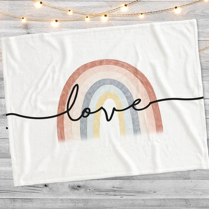 Personalized Rainbow Minky Blanket, Plush Baby Blanket