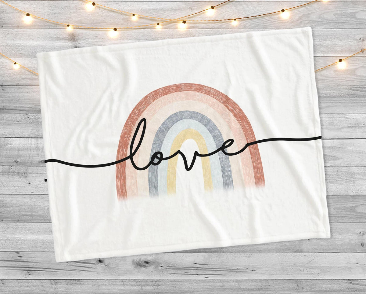 Personalized Rainbow Minky Blanket, Plush Baby Blanket