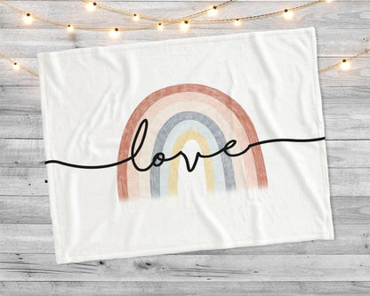 Personalized Rainbow Minky Blanket, Plush Baby Blanket