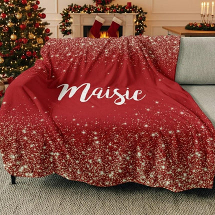 Custom Silver Glitter Name Blanket: Personalized Plush Fleece