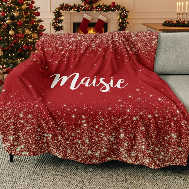 Custom Silver Glitter Name Blanket: Personalized Plush Fleece