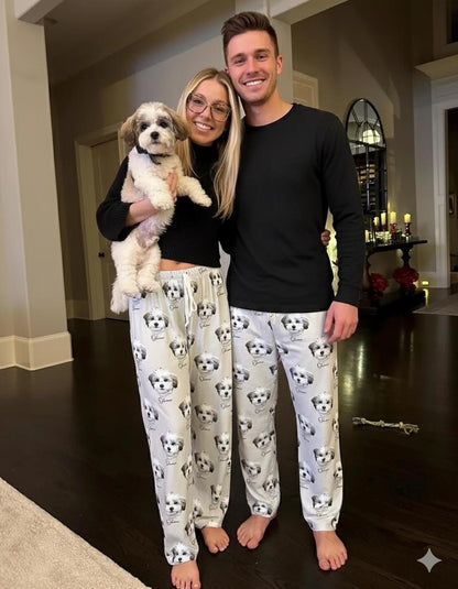 Personalized Pet Photo Pajama, Custom Dog & Cat Portrait PJs, Family Matching Loungewear