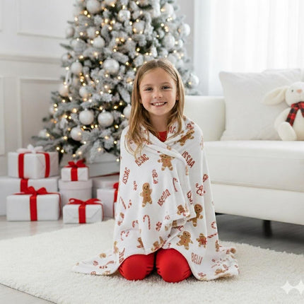 Personalized Kids Christmas Blanket – Custom Name Embroidered, Minky or Sherpa