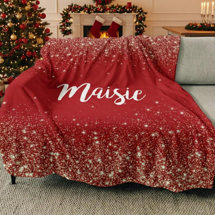 Personalized Wedding Blanket: Sparkling Silver Minky Fleece Newlywed Gift