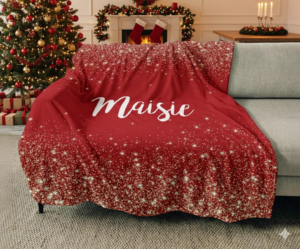 Personalized Wedding Blanket: Sparkling Silver Minky Fleece Newlywed Gift