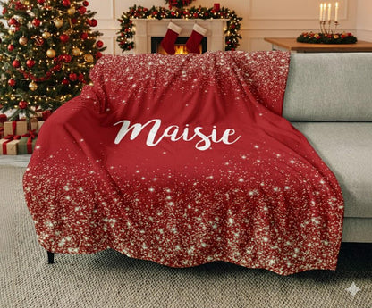 Personalized Wedding Blanket: Sparkling Silver Minky Fleece Newlywed Gift