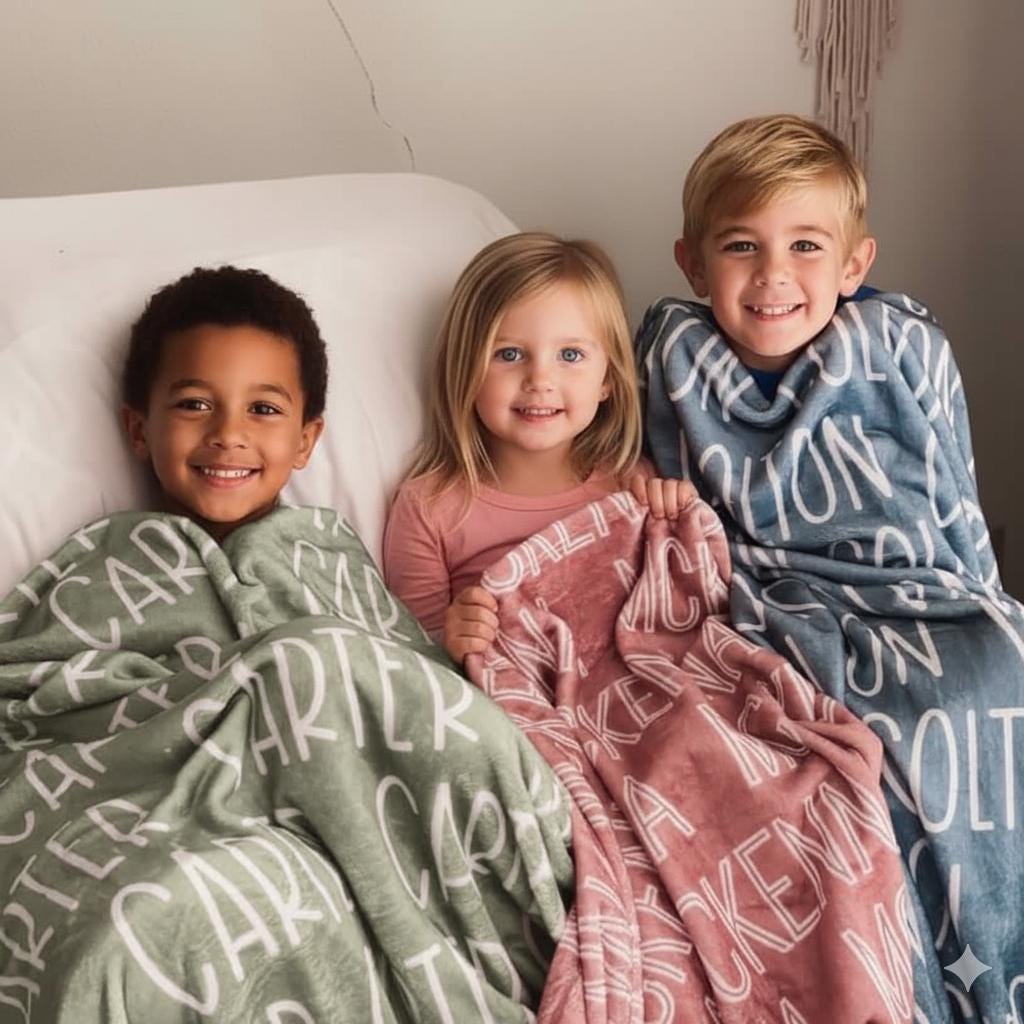 Personalized Kids Name Blanket: Custom Minky or Sherpa Fleece