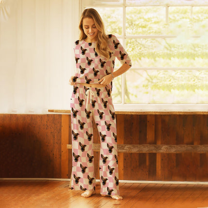 Custom Checkered Pet Portrait Pajama Pants: Personalized Dog Photo Gift