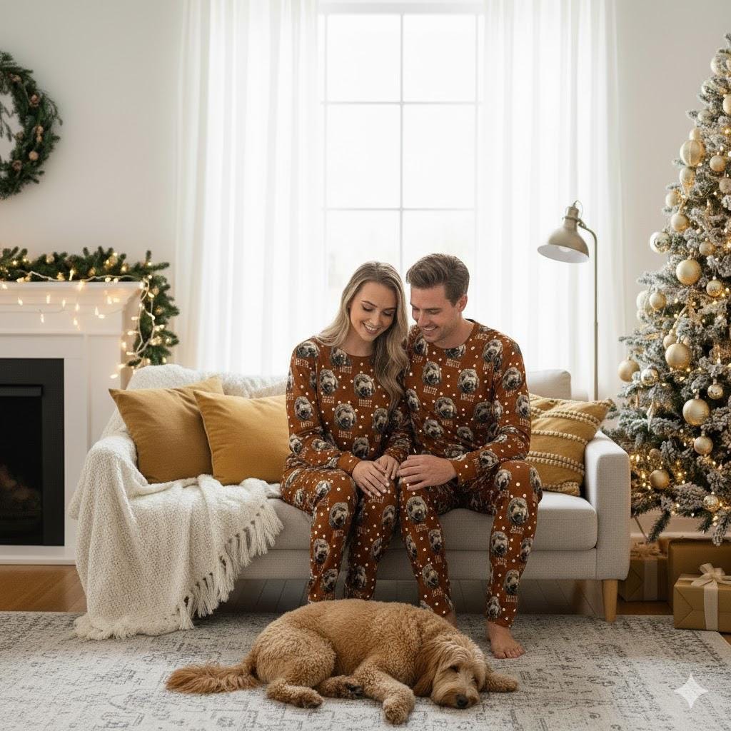 Custom Christmas Design Pet Portrait Pajamas: Personalized Dog/Cat Photo Lounge Pet Lover