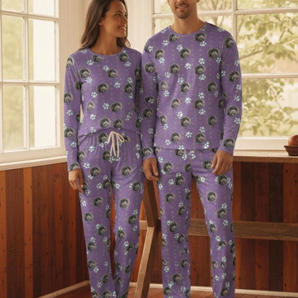 Custom Paw Deaign Pet Portrait Pajama Pants: Personalized Dog or Cat Photo