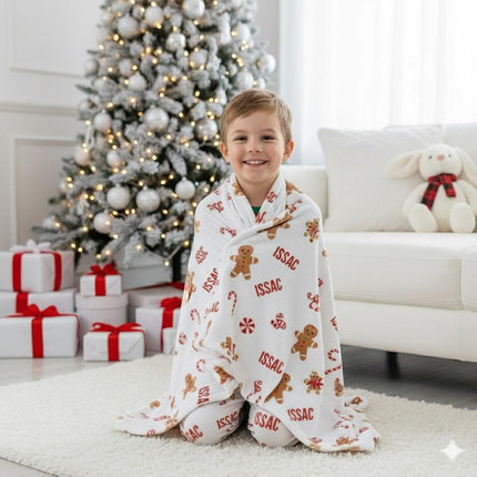 Personalized Kids Christmas Blanket – Custom Name Embroidered, Minky or Sherpa