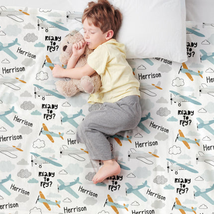 Personalized Kids Construction Blanket – Custom Name Embroidered, Minky or Sherpa