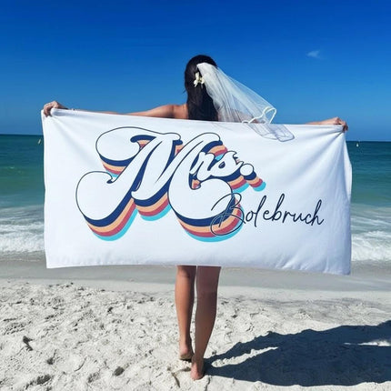 Personalized Mr. or Mrs. Beach Towel: Honeymoon Gift