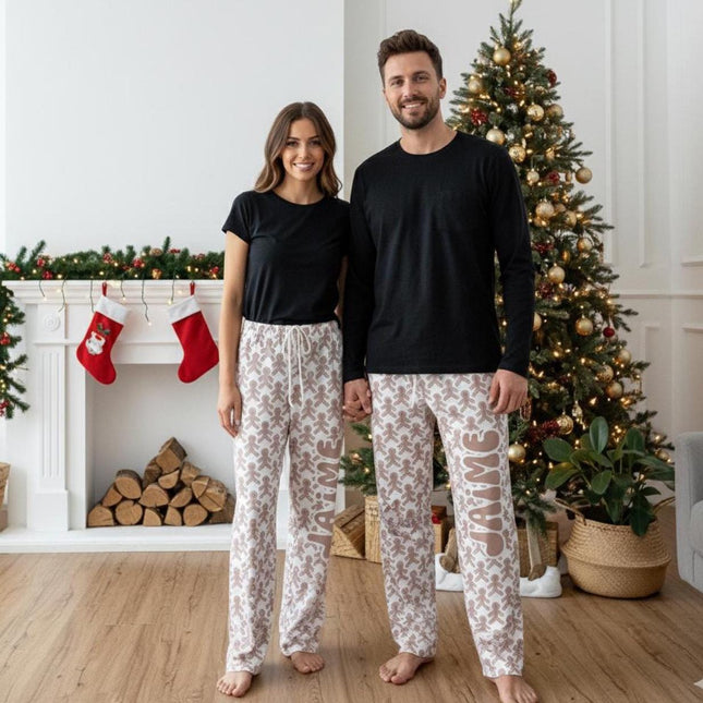 Personalized Christmas Theam Pajama Pants: Custom Name Holiday Loungewear
