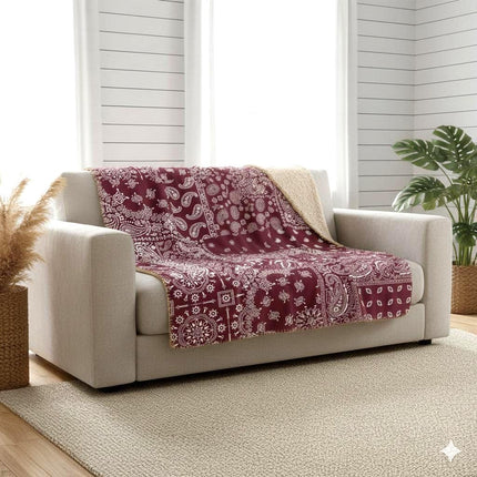 Bandana style Script Style pattern Sherpa blanket