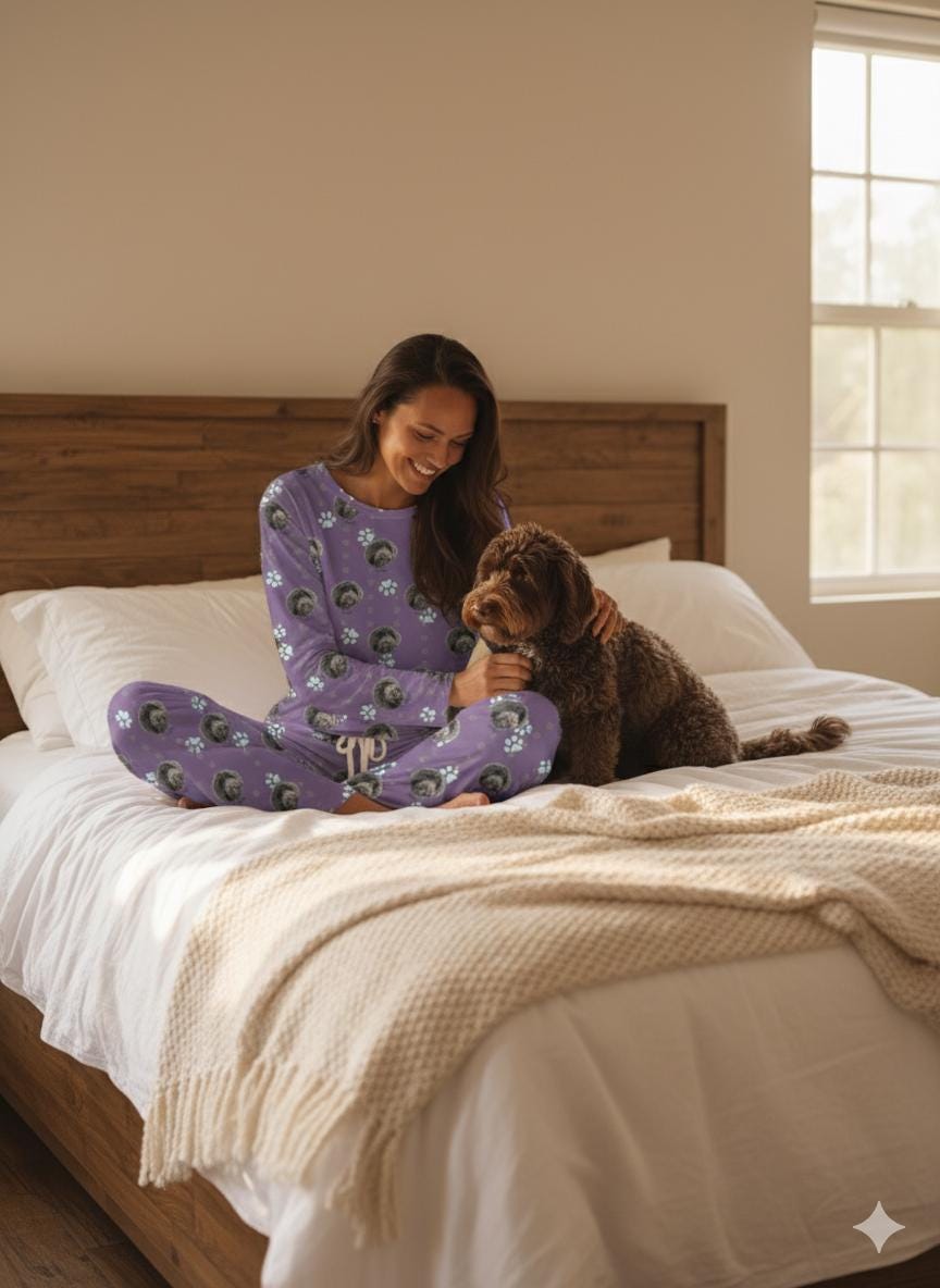 Custom Paw Deaign Pet Portrait Pajama Pants: Personalized Dog or Cat Photo