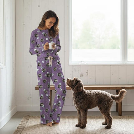 Custom Paw Deaign Pet Portrait Pajama Pants: Personalized Dog or Cat Photo